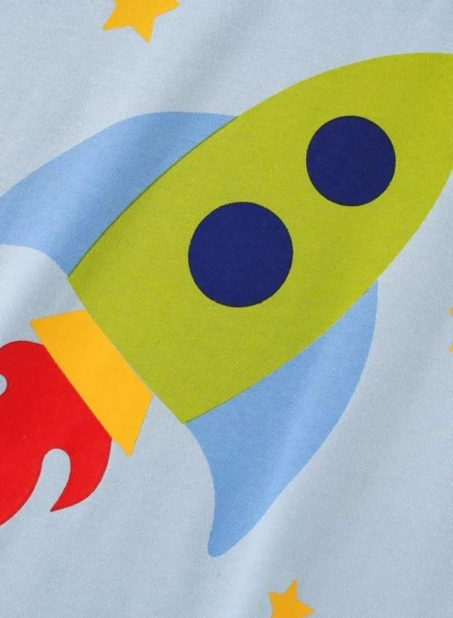 YUNIQEE Blue Printed Short Sleeve Crew Neck T-Shirt
