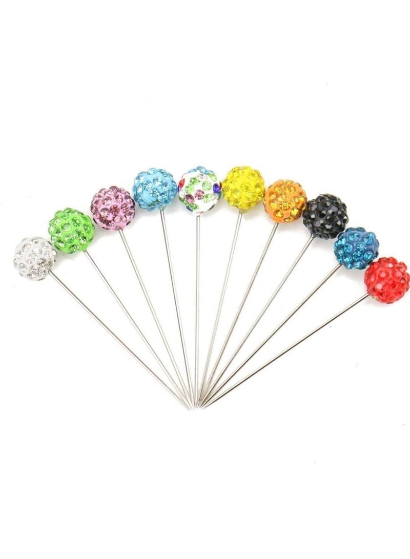 مملكة الإكسسوارات دبابيس أكسسورايز كينغدوم، ١٢ دبوسًا دائريًا مرصعًا باللؤلؤ الصناعي والألماس، برأس إبرة كبيرة | بروش للنساء | ١٢ قطعة (متعددة الألوان (عبوة واحدة)) - Image 2