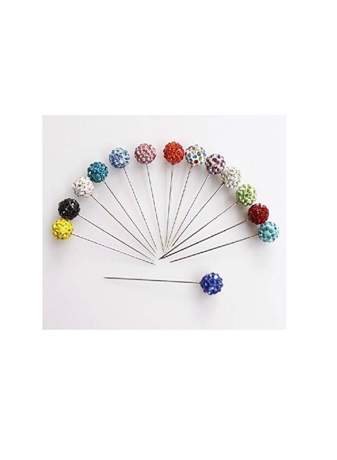 مملكة الإكسسوارات دبابيس أكسسورايز كينغدوم، ١٢ دبوسًا دائريًا مرصعًا باللؤلؤ الصناعي والألماس، برأس إبرة كبيرة | بروش للنساء | ١٢ قطعة (متعددة الألوان (عبوة واحدة)) - Image 3