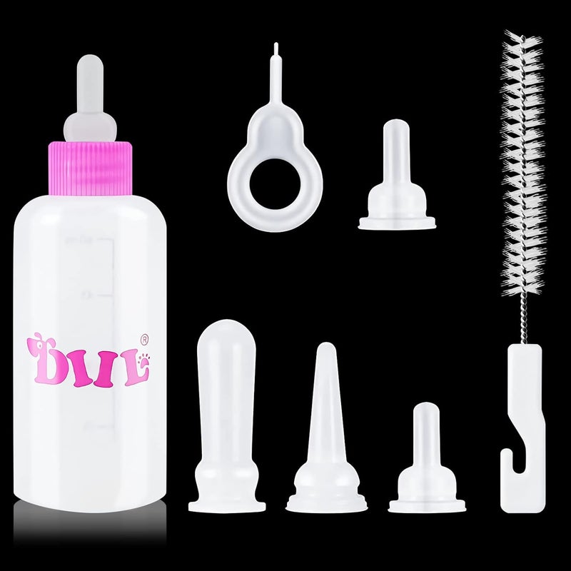 OneNine Various size alternatives Pet Feeding Bottle Kit for Kitten Puppy, 8pcs Pets Nursing Kit for Small Animals, Kitten Milk Bottle Puppy Milk Feeder with Replacement Nipples Pet Feeder Set for Newborn Dogs & Cats (Red) Market multi-use trusted quality - Image 1