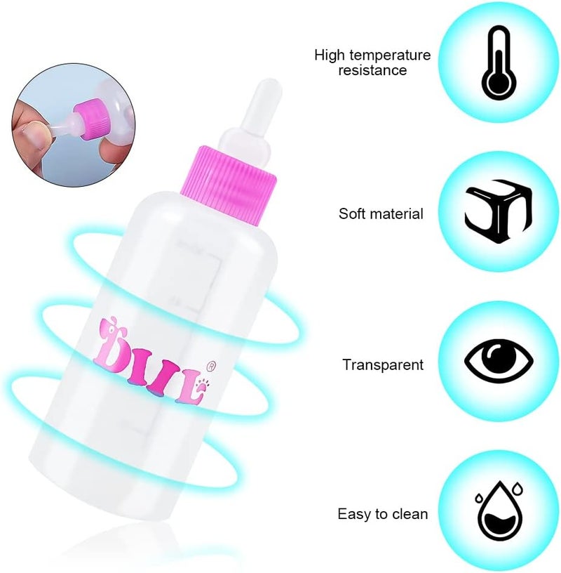 OneNine Various size alternatives Pet Feeding Bottle Kit for Kitten Puppy, 8pcs Pets Nursing Kit for Small Animals, Kitten Milk Bottle Puppy Milk Feeder with Replacement Nipples Pet Feeder Set for Newborn Dogs & Cats (Red) Market multi-use trusted quality - Image 3
