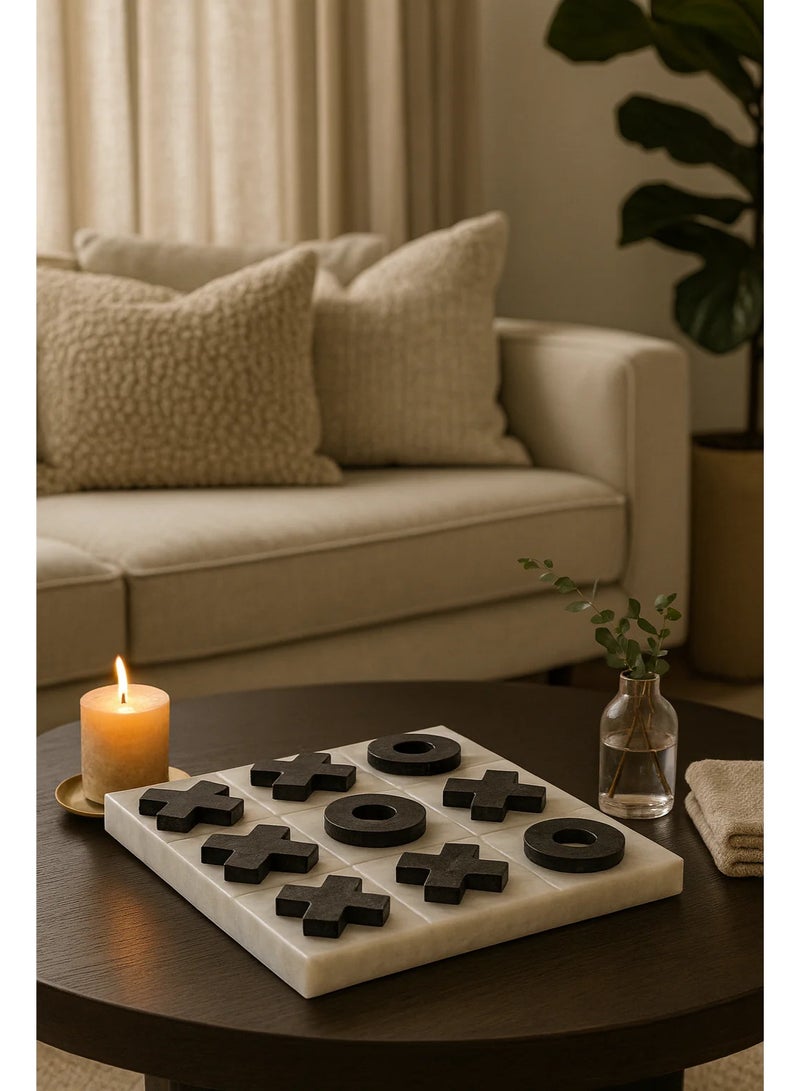 كارارا كولتيكتون ماربلى تيك تاك تو جام ست ويت بلاك هاندماد ماربلى بريميوم حميز ديكور - Image 3