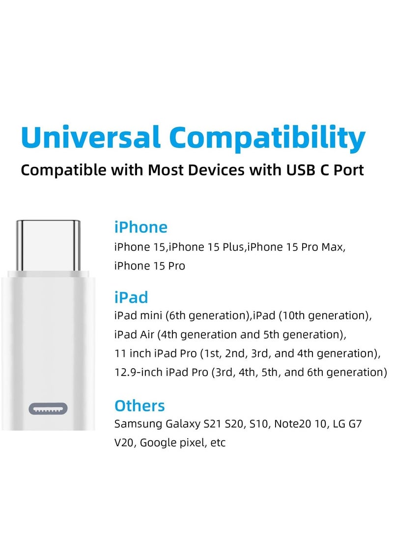 SYOSI - AreMe 2 Pack USB-C Male to Lightning Female Adapter  USB Type C to Lightning Connector for iPhone 15/15 Plus/15 Pro/15 Pro Max iPad Air Support PD Fast Charging and Data Transfer  White - Image 1