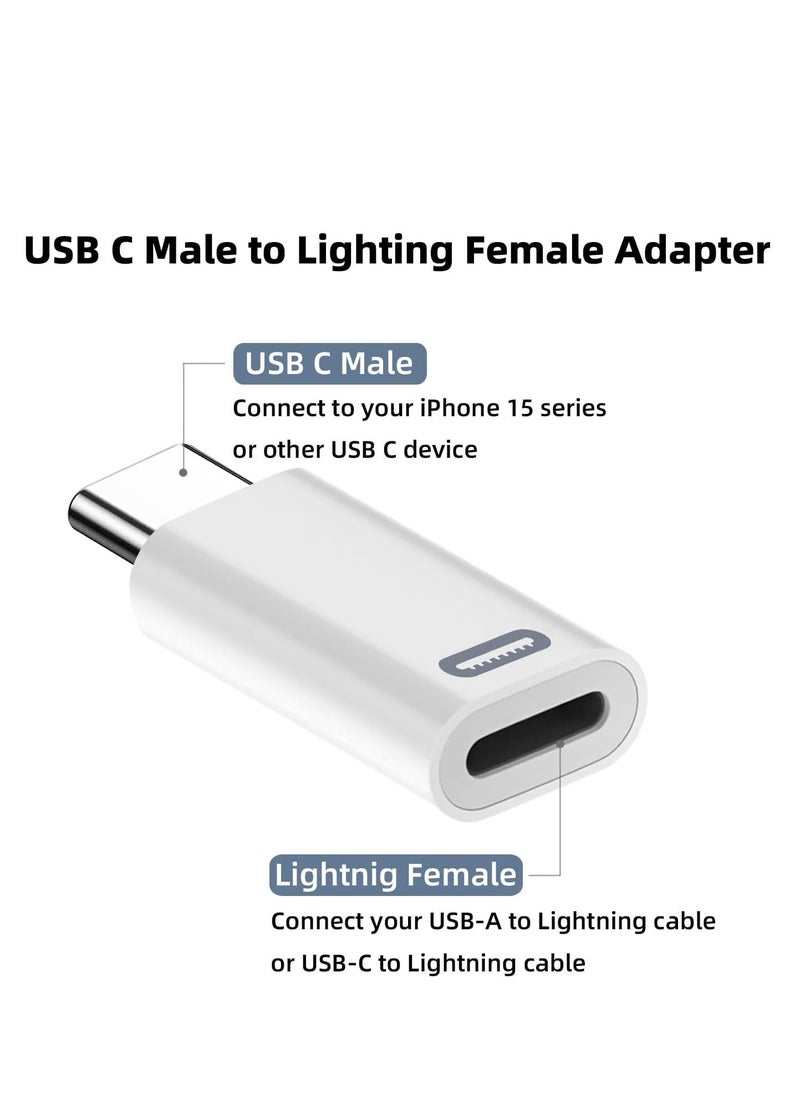 SYOSI - AreMe 2 Pack USB-C Male to Lightning Female Adapter  USB Type C to Lightning Connector for iPhone 15/15 Plus/15 Pro/15 Pro Max iPad Air Support PD Fast Charging and Data Transfer  White - Image 1