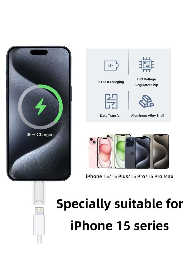 SYOSI - AreMe 2 Pack USB-C Male to Lightning Female Adapter  USB Type C to Lightning Connector for iPhone 15/15 Plus/15 Pro/15 Pro Max iPad Air Support PD Fast Charging and Data Transfer  White - Image 1