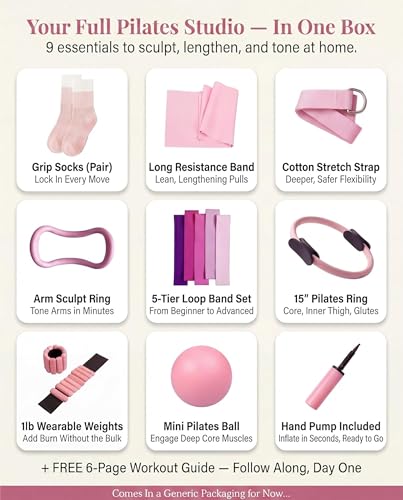 Prince Distribution Pilates Equipment Kit for Home Workout, 16 pcs Pilates Kit With Weights for Women, Pilates Ring Set, Pilates Ball Accessories Kit, Grip Socks, Home Pilates Workout Kit, Pilates Set Equipment - Image 3