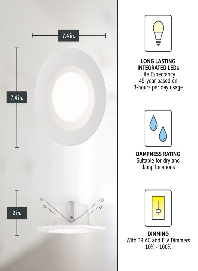 ديزاينرز فاونتن مصباح سقف LED غائر من تصميم ديزاينرز فاونتن، مقاس 5/6 بوصة، هيكل معدني بخمسة ألوان، قابل للتعتيم، 1000 لومن، 2700 كلفن/3000 كلفن/3500 كلفن/4000 كلفن/5000 كلفن، إطار أبيض، EVL61091T50WH - Image 4