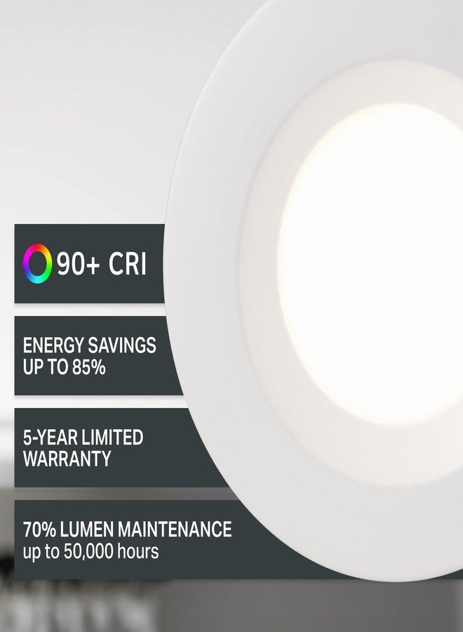 ديزاينرز فاونتن مصباح سقف LED غائر من تصميم ديزاينرز فاونتن، مقاس 5/6 بوصة، هيكل معدني بخمسة ألوان، قابل للتعتيم، 1000 لومن، 2700 كلفن/3000 كلفن/3500 كلفن/4000 كلفن/5000 كلفن، إطار أبيض، EVL61091T50WH - Image 3