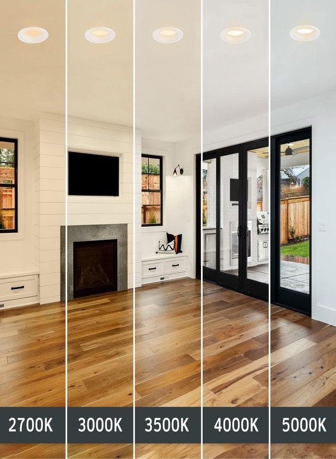 ديزاينرز فاونتن مصباح سقف LED غائر من تصميم ديزاينرز فاونتن، مقاس 5/6 بوصة، هيكل معدني بخمسة ألوان، قابل للتعتيم، 1000 لومن، 2700 كلفن/3000 كلفن/3500 كلفن/4000 كلفن/5000 كلفن، إطار أبيض، EVL61091T50WH - Image 5