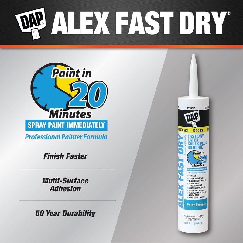 Dap 18425, White Caulk, 10.1 oz, 10.1 Fl Oz, Whites - Image 2