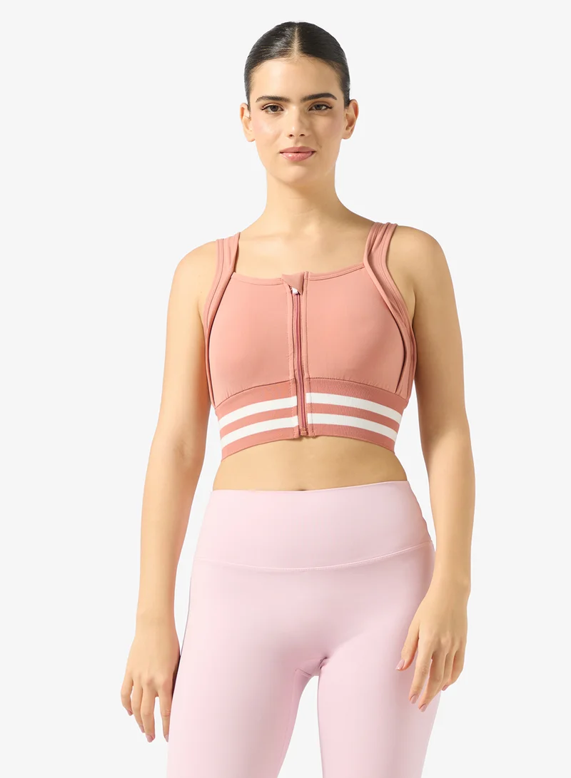 FRWD Zip Up Sports Bra with Trim Detail