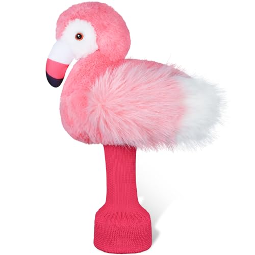 mytag Pink Flamingo Driver Headcover Funny Golf Headcover Plush Cushioning Protect Long Sock Cover Club Shaft - Image 1