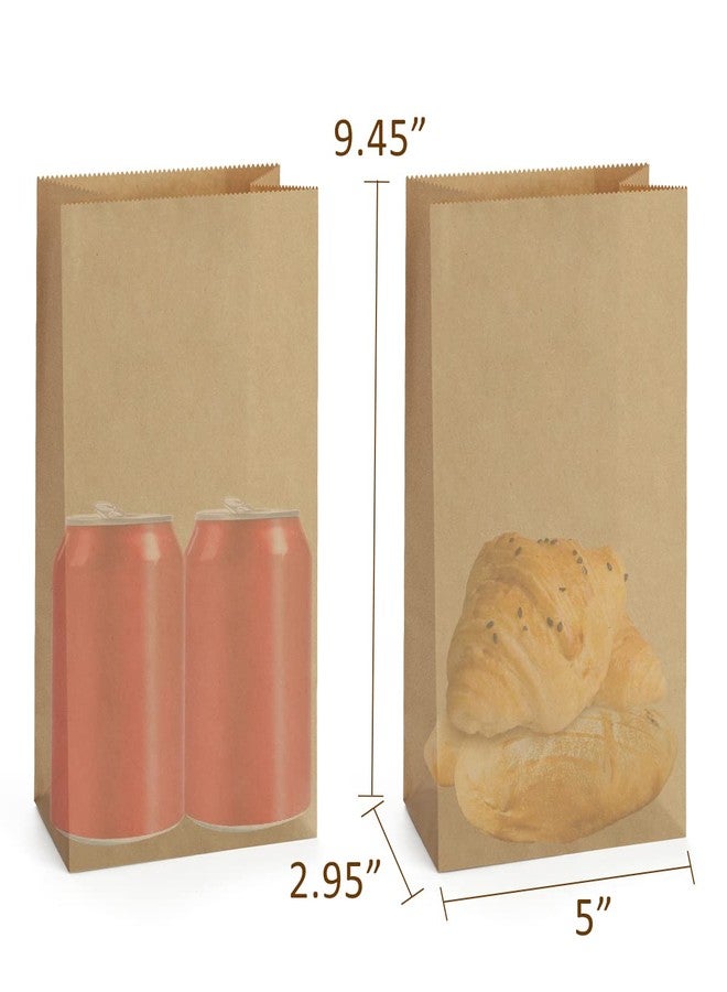 SHOPDAY 100 Pack Brown Kraft Paper Lunch Bags, 4lb Capacity, 5x2.95x9.45 Inches, Fold Top, Disposable, Brown - Image 2