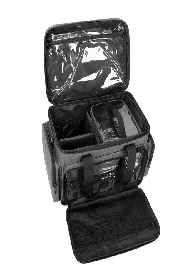BAFASO Large Makeup Bag with 2 Removable Pouches and Detachable Dividers, Multifunctional Cosmetic Bag to Keep Makeup and Hair Supplies (Patent Pending), Gray - Image 1