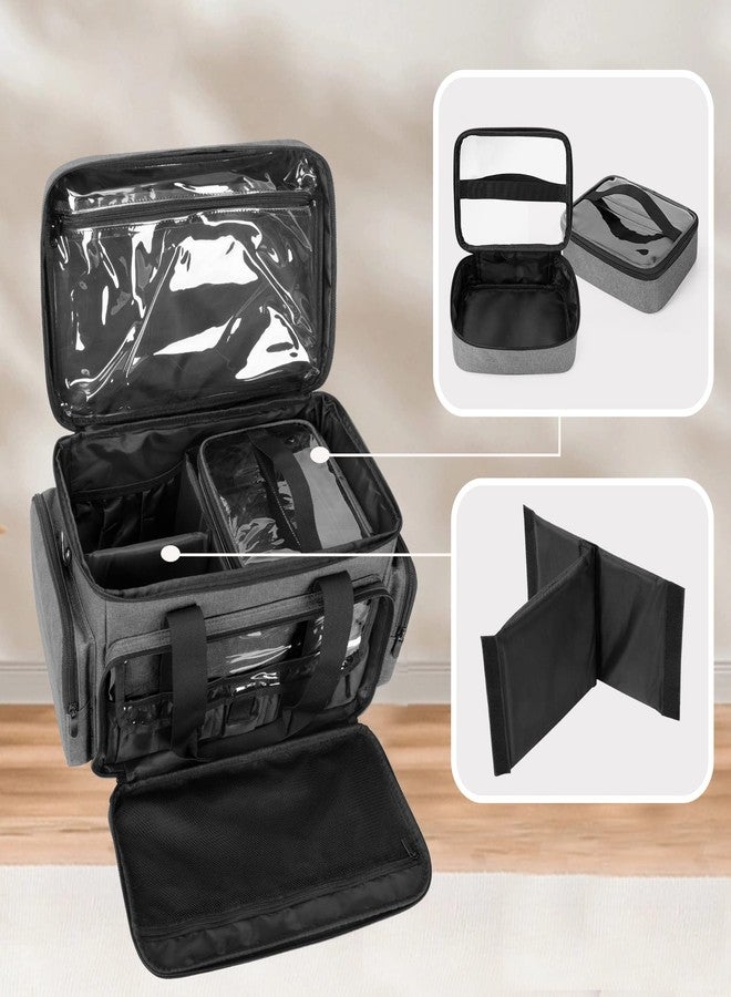 BAFASO Large Makeup Bag with 2 Removable Pouches and Detachable Dividers, Multifunctional Cosmetic Bag to Keep Makeup and Hair Supplies (Patent Pending), Gray - Image 3
