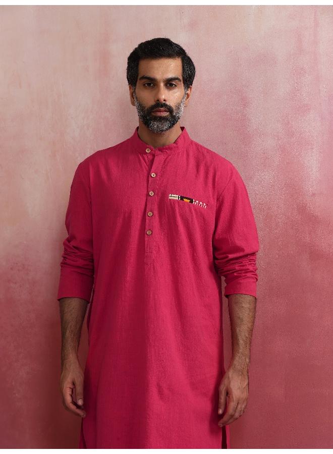 trueBrowns Men's Pink Mandarin Collar Kurta  - Image 5