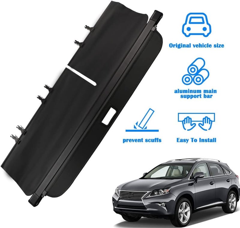 Marretoo Retractable Cargo Cover for Lexus RX270 RX350 RX450H (2010-2015) - Black Security Shield Shade - Image 2