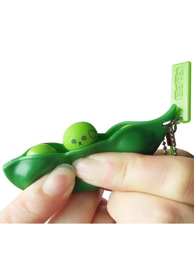 Acerich 6 Pack Edamame Keychain Fidget Toys Squeezeabean Puchi Puti Mugen Keyring Pea Keychain Soybean Toys Gift  - Image 2