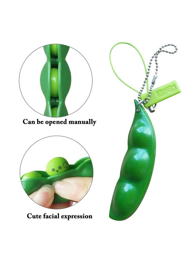 Acerich 6 Pack Edamame Keychain Fidget Toys Squeezeabean Puchi Puti Mugen Keyring Pea Keychain Soybean Toys Gift  - Image 3