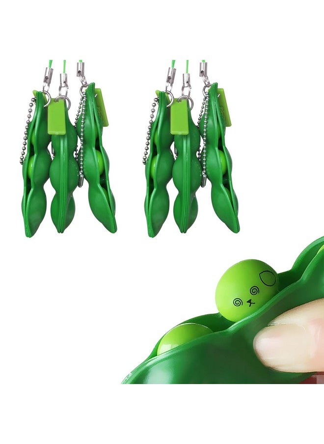 Acerich 6 Pack Edamame Keychain Fidget Toys Squeezeabean Puchi Puti Mugen Keyring Pea Keychain Soybean Toys Gift  - Image 1