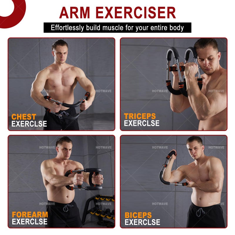 Hot Wave HOTWAVE Twister Arm Exerciser,Adjustable Spring Workout Bar, Forearm Triceps Chest Enhanced Exercise Strengthener,Portable Home Fitness Equipment (U110-130) - Image 2