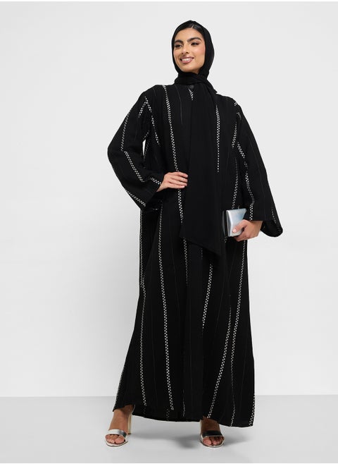 Open Type Zigzag Line Desingn Abaya