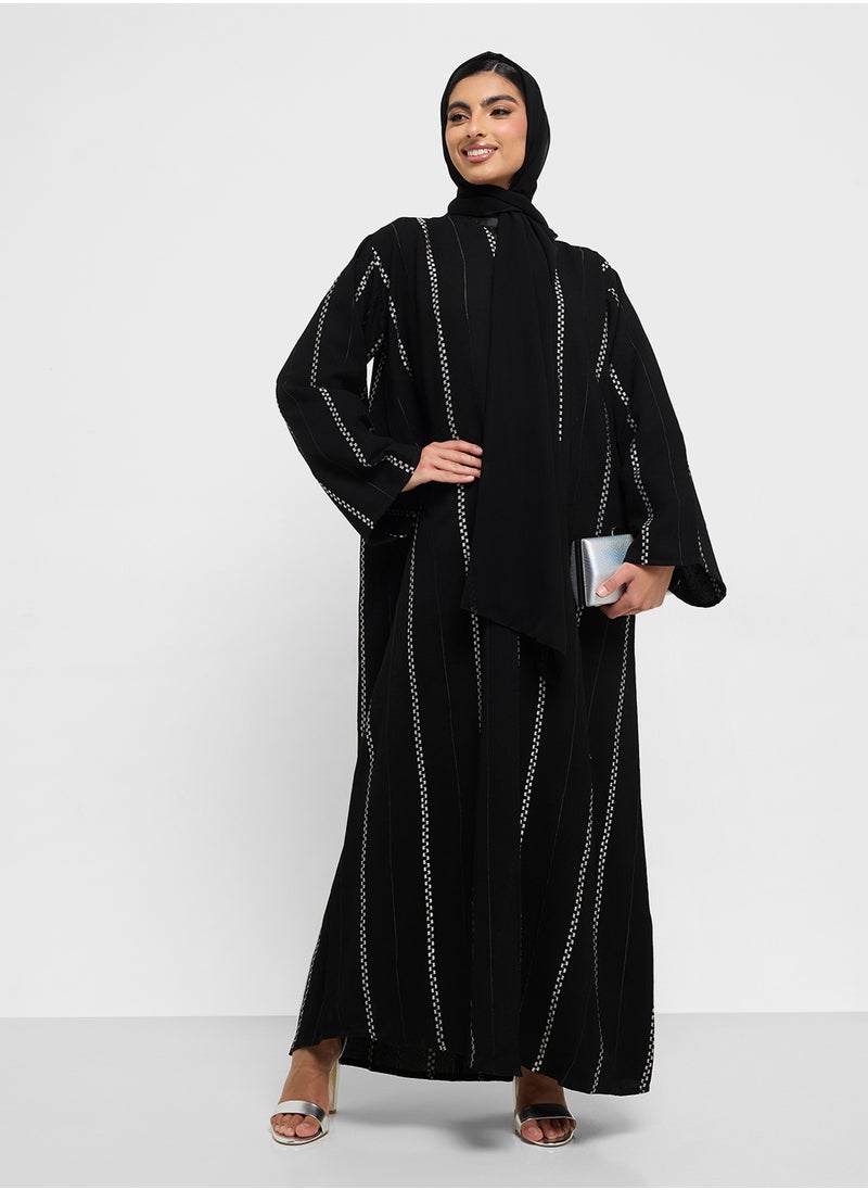 hayas closet Open Type Zigzag Line Desingn Abaya  - Image 1
