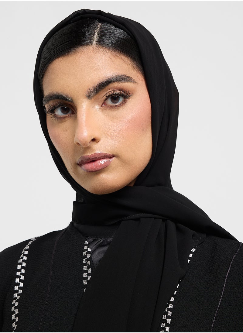 hayas closet Open Type Zigzag Line Desingn Abaya  - Image 4
