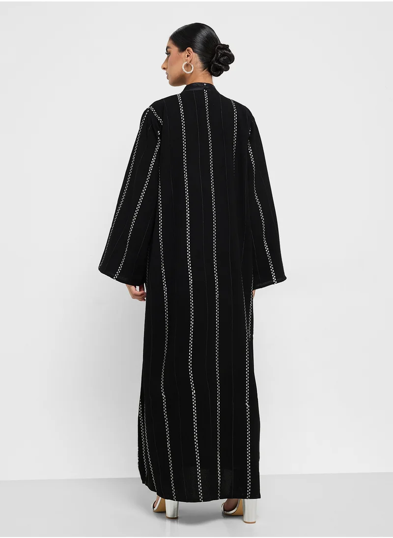 hayas closet Open Type Zigzag Line Desingn Abaya