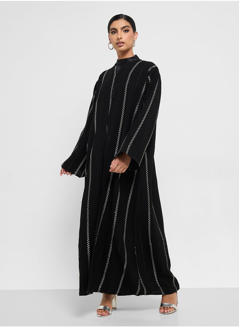 hayas closet Open Type Zigzag Line Desingn Abaya  - Image 5
