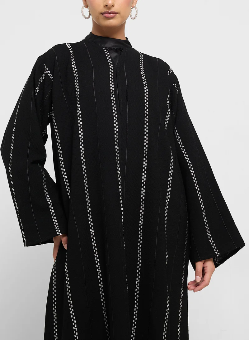 hayas closet Open Type Zigzag Line Desingn Abaya