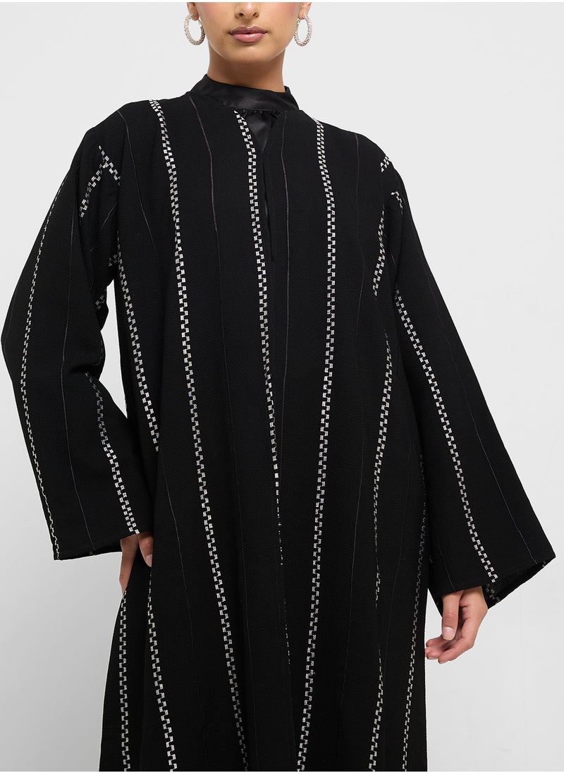 hayas closet Open Type Zigzag Line Desingn Abaya  - Image 3