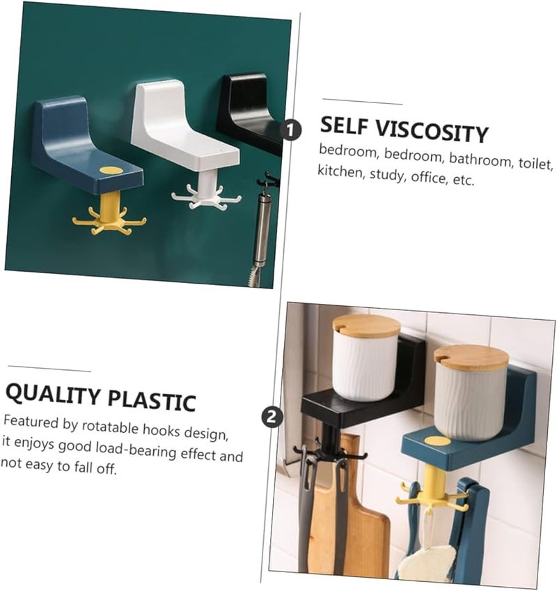 3 Pack Rotating Wall Mounted Towel Hooks Strong Suction No Drilling Bathroom Kitchen Decor - Image 3