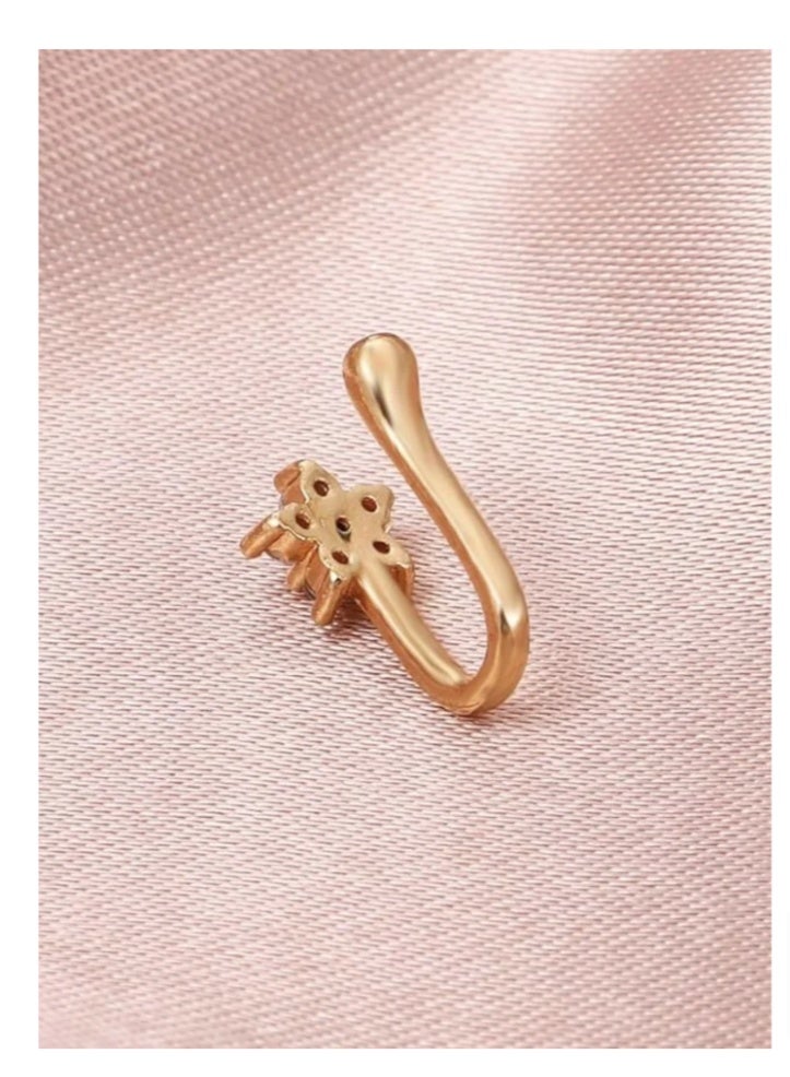 خاتم أنف من النحاس مزين بأحجار الزركون المكعبة، غير مثقوب، أنف موضة - Image 4