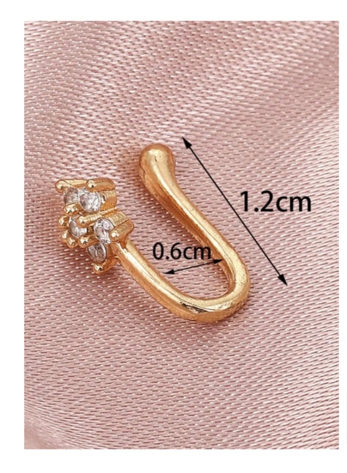 خاتم أنف من النحاس مزين بأحجار الزركون المكعبة، غير مثقوب، أنف موضة - Image 3