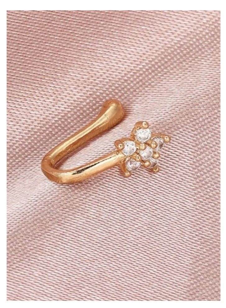 خاتم أنف من النحاس مزين بأحجار الزركون المكعبة، غير مثقوب، أنف موضة - Image 2