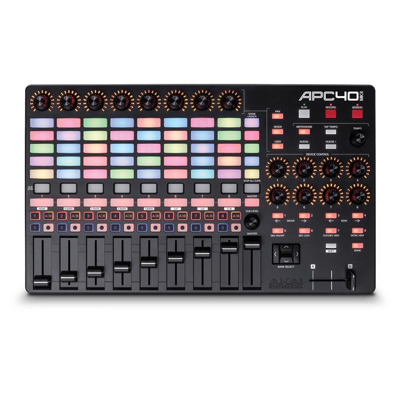 أكاي بروفيشونال APC40 MKII وحدة تحكم MIDI USB للتخطيط 1 إلى 1 مع Ableton Live Lite مع 5x8 مصفوفة إطلاق المقاطع وأزرار التحكم والفيدرات مجموعة البرمجيات المحترفة المضمنة
