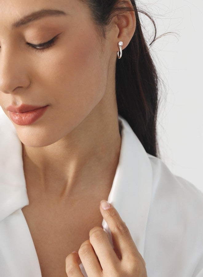 YL Hoop Earrings 925 Sterling Silver U Shaped Huggie Earring Cubic Zirconia Jewelry for Women - Image 3