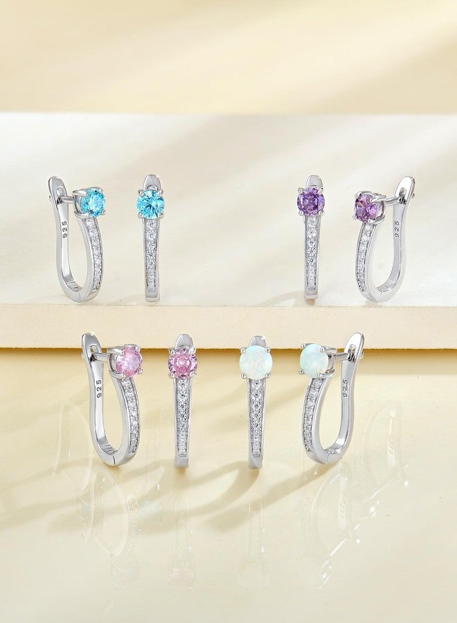 YL Hoop Earrings 925 Sterling Silver U Shaped Huggie Earring Cubic Zirconia Jewelry for Women - Image 5