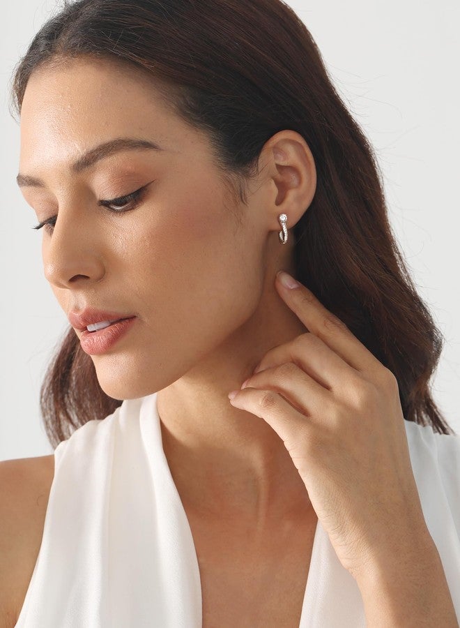 YL Hoop Earrings 925 Sterling Silver U Shaped Huggie Earring Cubic Zirconia Jewelry for Women - Image 2