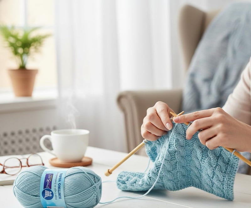 ProKart Premium Woolen 4 ply Hand Knitting Wool Yarn | Fine Weight Knitted and Crocheted Soft Yarn for Sweater, Scarf, Hat, Baby Clothes, Baby Sports, Purse, Gift Bags & DIY Craft Accessories Projects (1 Ball/100 Gram Each) (Baby Blue, 100gms x 2 Pack) - Image 2