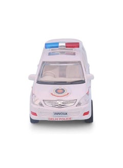 Centy CENTY Toys Police Chase White Police car- The Delhi Police Car - with Sunroof - Realistic Alloy Wheels and Realistic Design- Pull Back Action- a Cool Police car for Kids  - Image 3