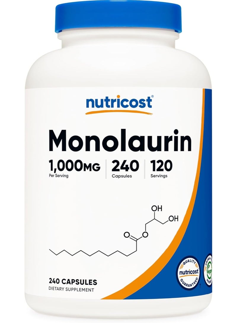 Nutricost Monolaurin 1000 mg (120 Servings, 240 Capsules) - Image 1
