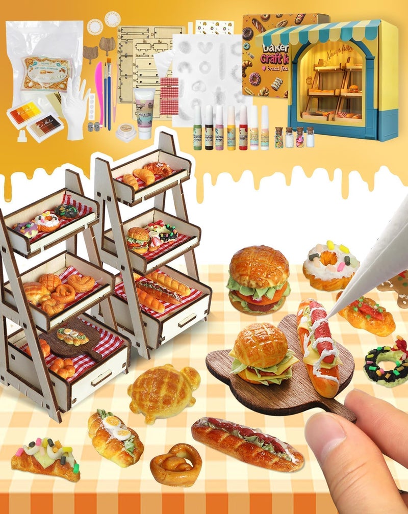 iLAND Air Dry Clay Kits Fun Crafts for Teens DIY Mini Bakery Miniature Food Toy Easy Crafts for Adult Women 1/12 Scale Accessories of Dollhouse Kitchen Creative Family Game Night Birthday Gift Ideas - Image 1