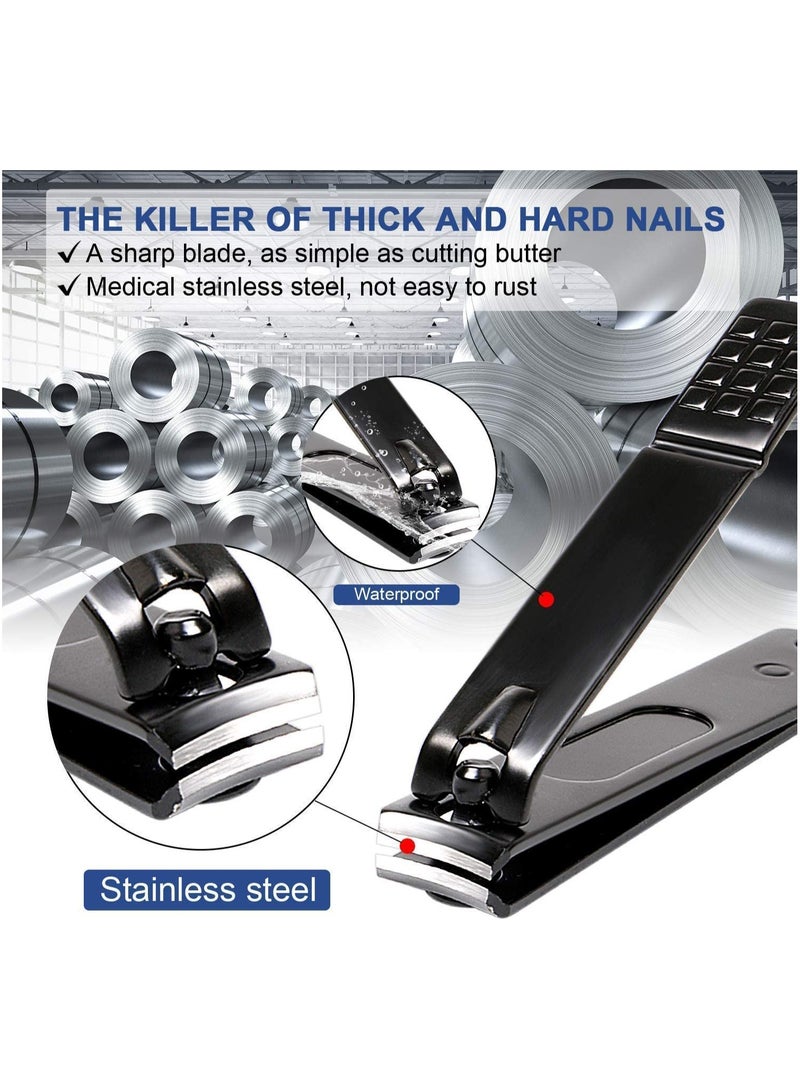 ORiTi Manicure Kit Nail Clippers Set Stainless Steel Professional Pedicure Black 15 Pieces Grooming Scissors Cutter Ear Pick Tweezers Scissors Eyebrow  file - Image 2