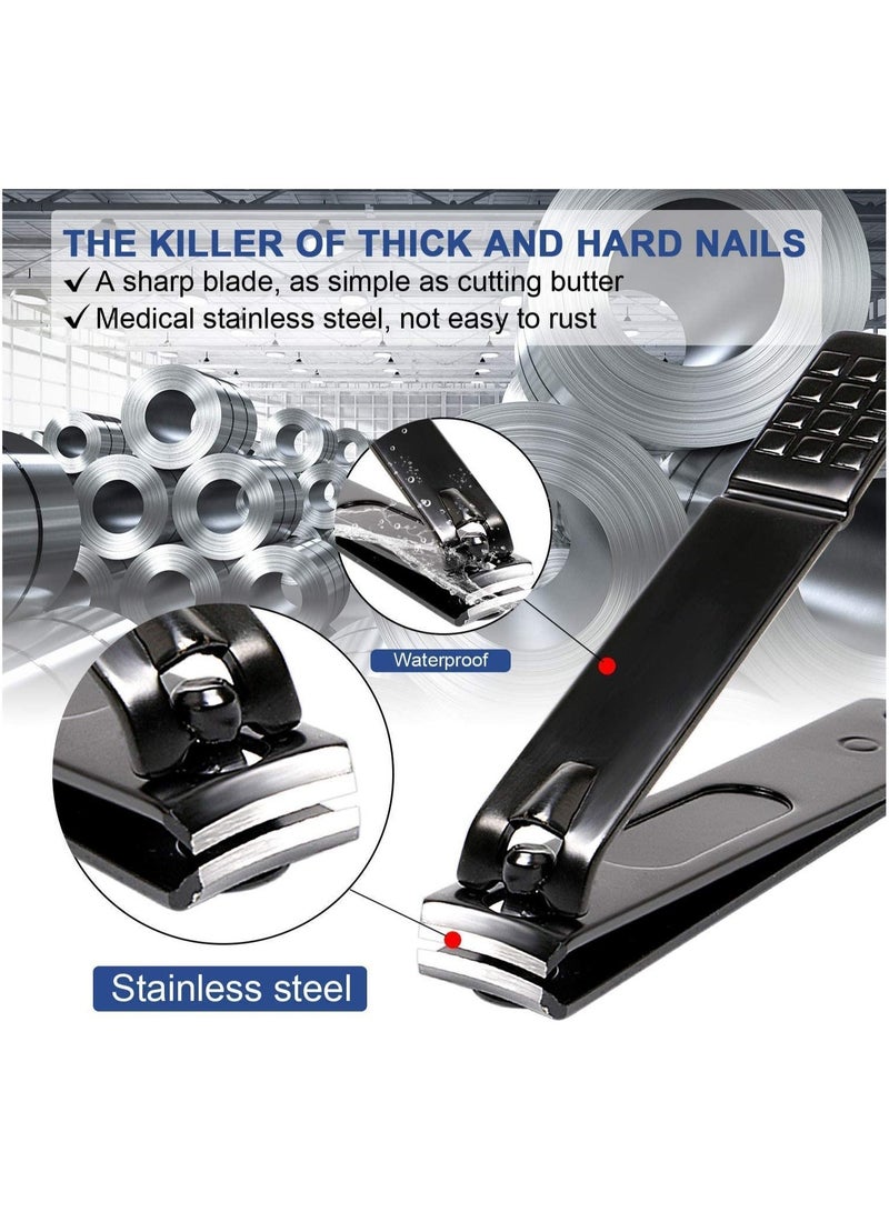 ORiTi مجموعة مانيكير قلامة الأظافر مجموعة الفولاذ المقاوم للصدأ المهنية باديكير أسود 15 قطعة مقص الاستمالة القاطع خلال الأذن الملقط مقص ملف الحاجب - Image 3