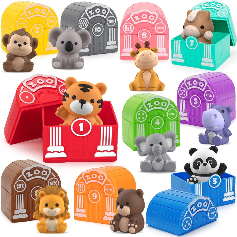 Aigybobo Learning Toys for Toddlers 1 2 3 Year Old Toddlers 20Pcs Safari Animal Toys Finger Puppets Montessori Counting Matching Sorting Christmas Birthday Gifts for Baby Boys Girls Age 1218 Months - Image 2