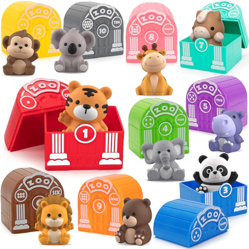 Aigybobo Learning Toys for Toddlers 1 2 3 Year Old Toddlers 20Pcs Safari Animal Toys Finger Puppets Montessori Counting Matching Sorting Christmas Birthday Gifts for Baby Boys Girls Age 1218 Months - Image 1
