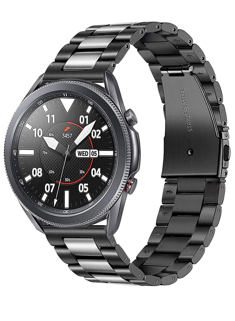 تين تك سوار معدني من الستانلس ستيل مقاس 22 ملم متوافق مع ساعة سامسونج جالاكسي 3 45 ملم / جير s3 فرونتير كلاسيك 22 ملم /  جالاكسي 46 ملم من تين تك - اسود وفضي - Image 1