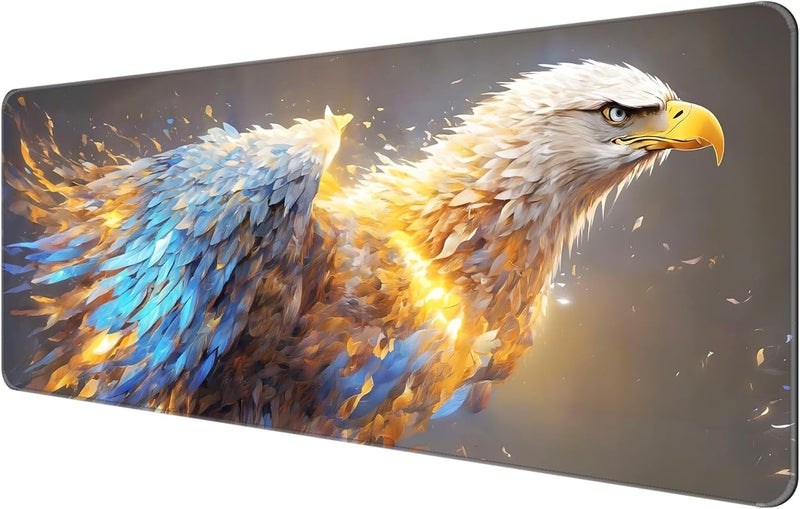 Dynippy Thin Extended Gaming Mouse Pad （31.5 * 11.8 * 0.08 inch） with Stitched Edges Large Mousepad Long XXL Keyboard and Mouse pad Desk Mat for Gaming Office & Home - Golden Eagle Soars - Image 1